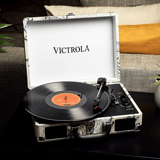 Gira-discos portátil com Bluetooth e colunas Victrola Journey três velocidades de reprodução 33 13, 45 e 78 RPM
