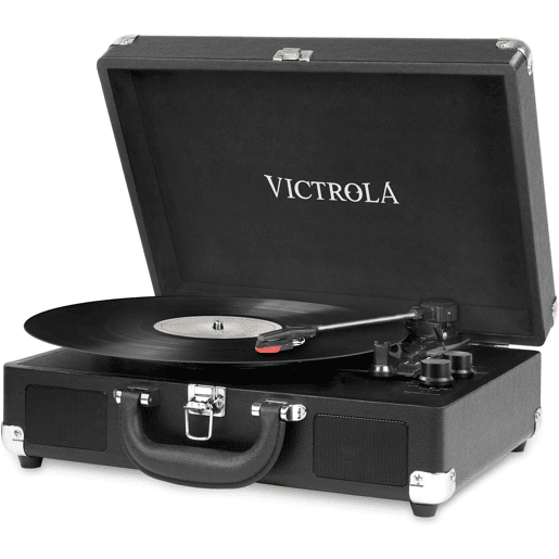 Gira-discos portátil com Bluetooth e colunas Victrola Journey três velocidades de reprodução 33 13, 45 e 78 RPM Gira-discos portátil com Bluetooth e colunas Victrola Journey três velocidades de reprodução 33 13, 45 e 78 RPM