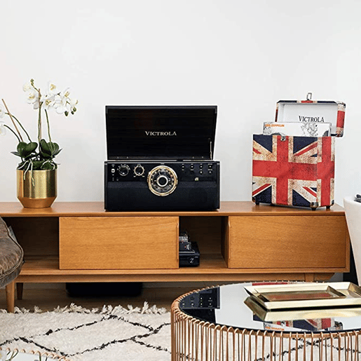Gira-discos portátil com Bluetooth e colunas Victrola Journey três velocidades de reprodução 33 13, 45 e 78 RPM Gira-discos portátil com Bluetooth e colunas Victrola Journey três velocidades de reprodução 33 13, 45 e 78 RPM