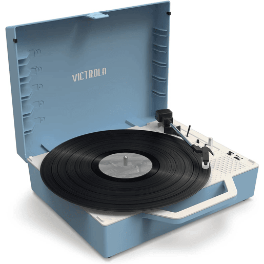 Leitor de discos vintage com um toque moderno Victrola Re-Spin três velocidades de reprodução: 33 13, 45 e 78 RPM