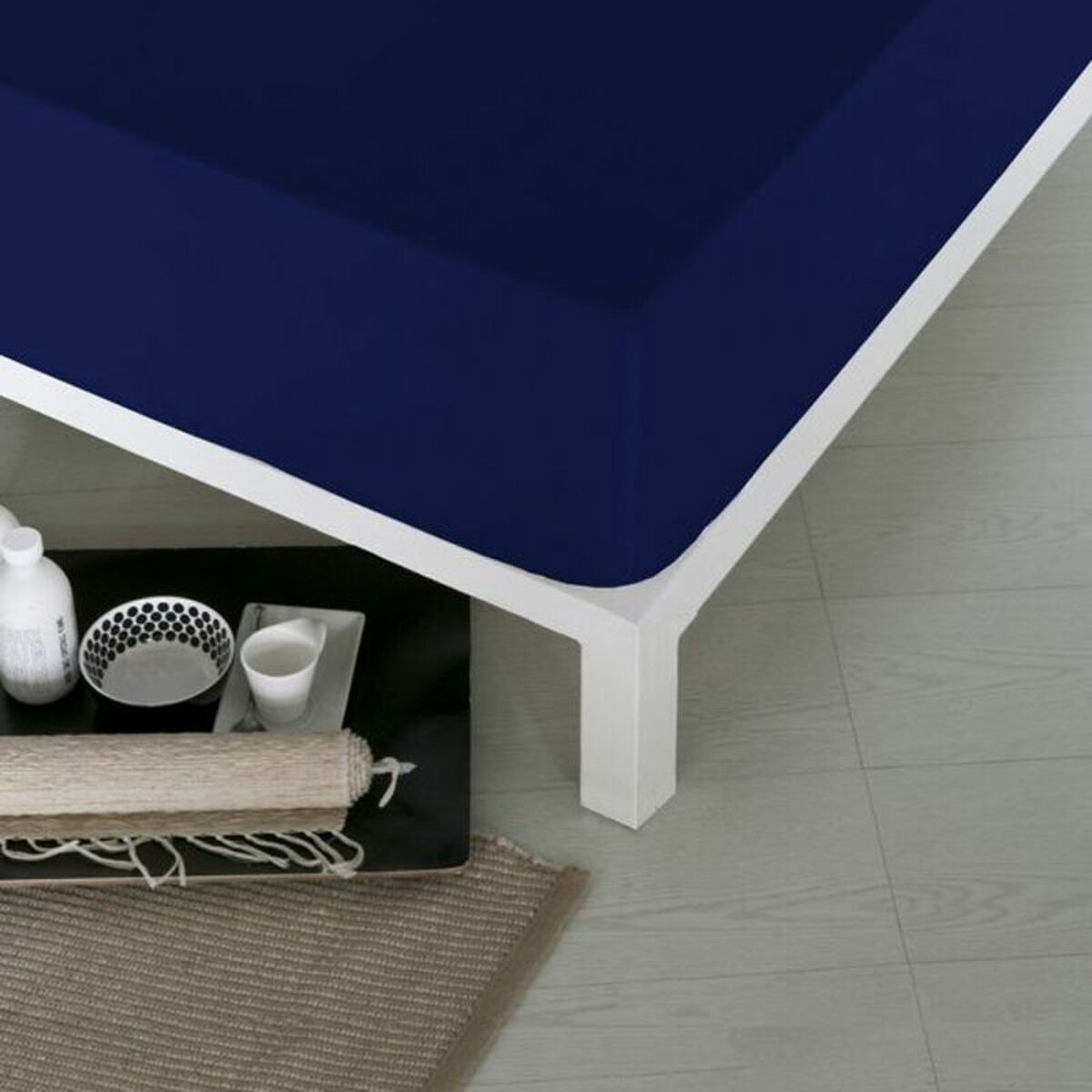 Sábana bajera ajustable naturals azul cama de 105 (105 x 190 cm)