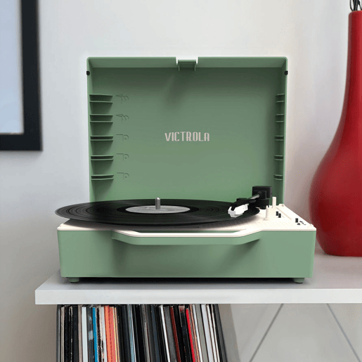 Leitor de discos vintage com um toque moderno Victrola Re-Spin três velocidades de reprodução: 33 13, 45 e 78 RPM