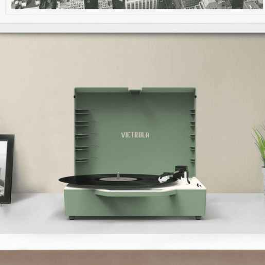 Leitor de discos vintage com um toque moderno Victrola Re-Spin três velocidades de reprodução: 33 13, 45 e 78 RPM