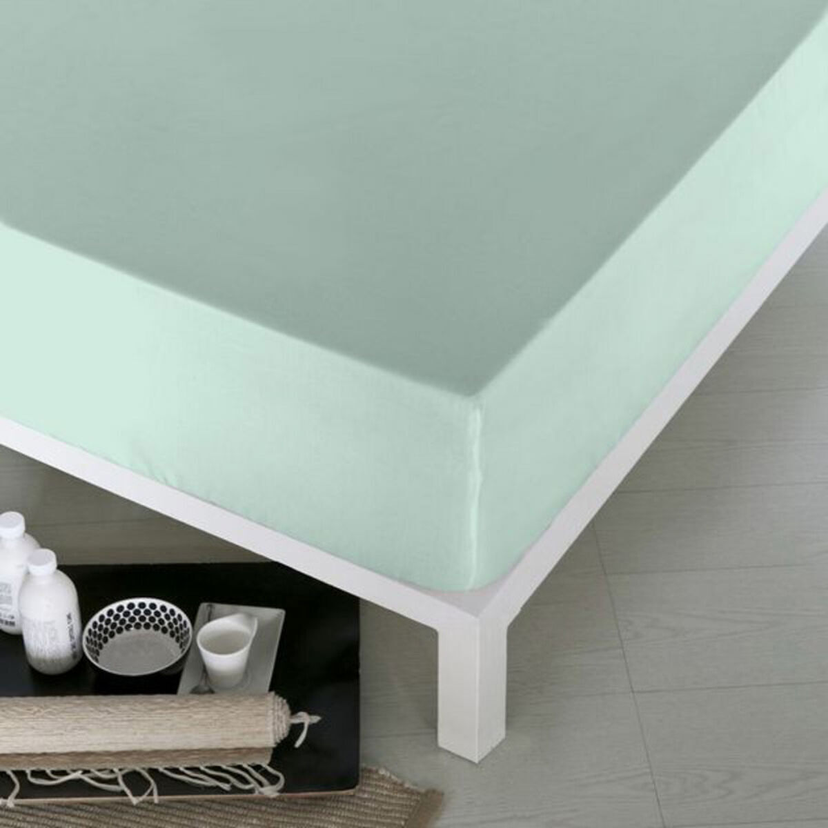 Sábana bajera ajustable naturals verde cama de 135 (135 x 190 cm)