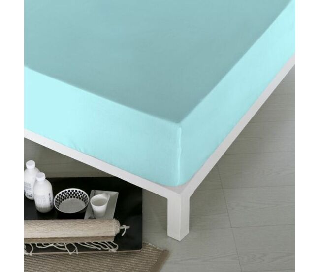 Sábana bajera ajustable naturals azul cama de 150 (150 x 190 cm)