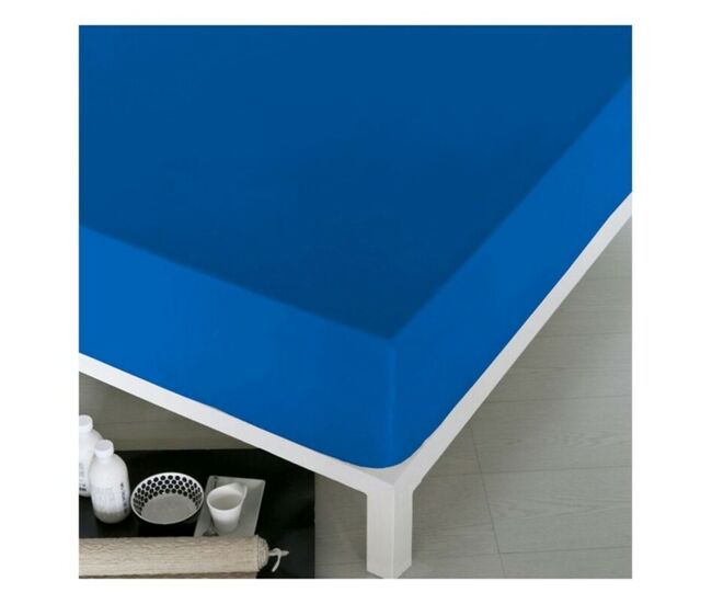 Sábana bajera ajustable naturals azul cama de 135 (135 x 190 cm)
