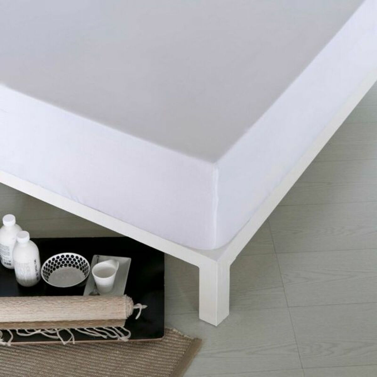 Sábana bajera ajustable naturals blanco cama de 180 (180 x 190 cm)