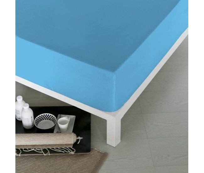 Sábana bajera ajustable naturals azul cama de 105 (105 x 190 cm)