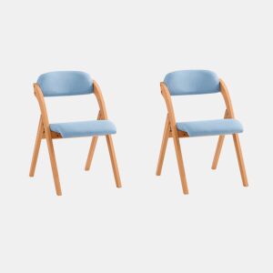 Conjunto de 2 cadeiras de madeira dobráveis 47 x 60 x 60 x 77 cm Azul SoBuy FST92-BLx2