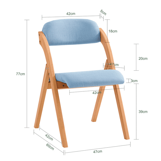 Conjunto de 2 cadeiras de madeira dobráveis 47 x 60 x 60 x 77 cm Azul SoBuy FST92-BLx2