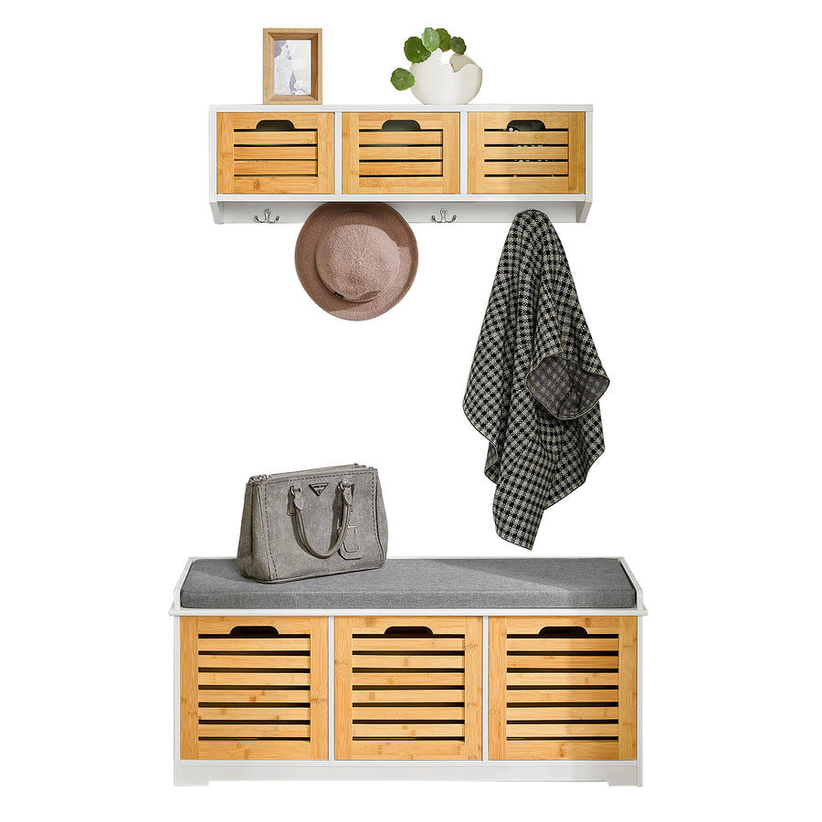 Mueble Recibidor Banco Zapatero + Estante FSR23-WN+FHK19-WN SoBuy