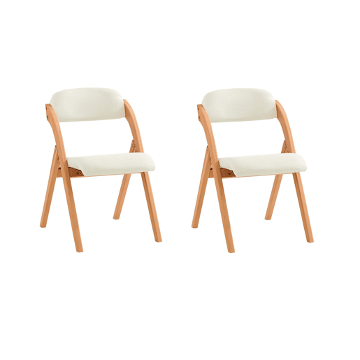 Conjunto de 2 cadeiras dobráveis de madeira Branco 47 x 60 x 77 cm SoBuy FST92-Wx2