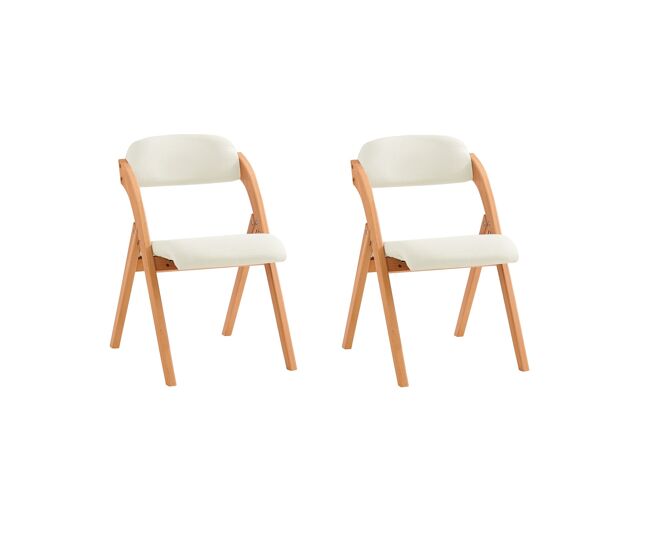 Lote de 2 sillas plegables de madera con asiento y respaldo tapizado sillón para cocina oficina blanco 47 x 60 x 77 cm fst92-wx2 sobuy