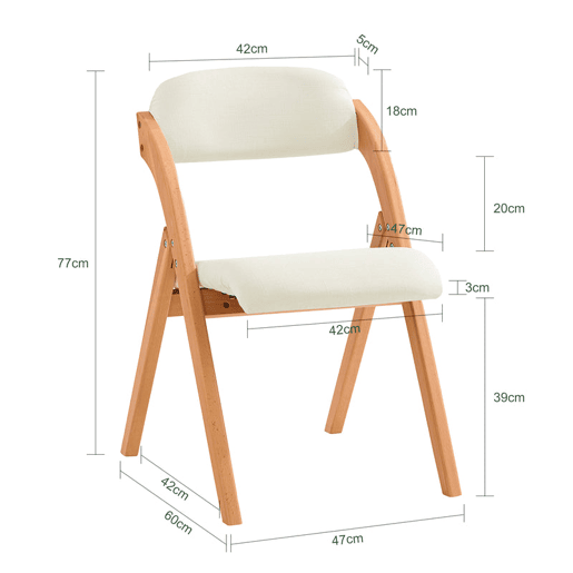 Conjunto de 2 cadeiras dobráveis de madeira Branco 47 x 60 x 77 cm SoBuy FST92-Wx2