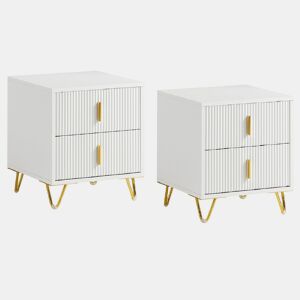 Conjunto de 2 mesas de apoio com 2 gavetas 40 x 40 x 47 cm SoBuy FBT115-Wx2