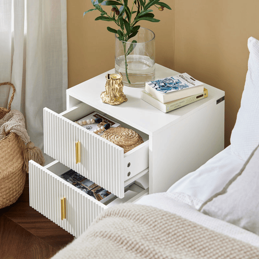 Conjunto de 2 mesas de apoio com 2 gavetas 40 x 40 x 47 cm SoBuy FBT115-Wx2