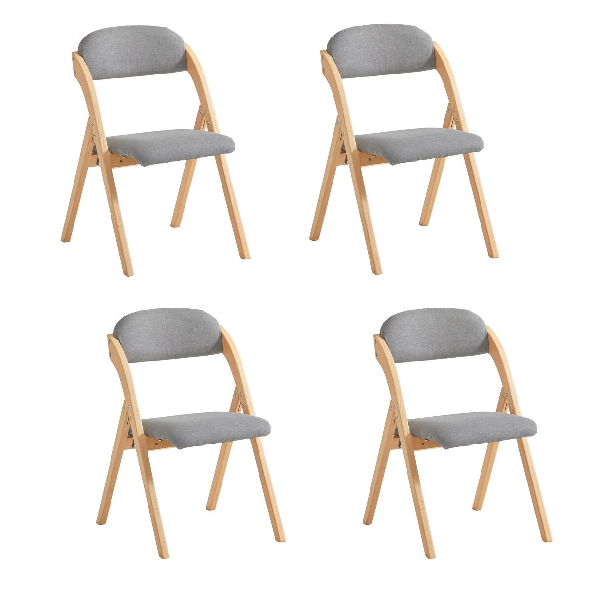 Lote de 4 sillas plegables de madera con asiento y respaldo tapizado sillón para cocina oficina 47 x 57 x 79 cm fst92-nx4 sobuy