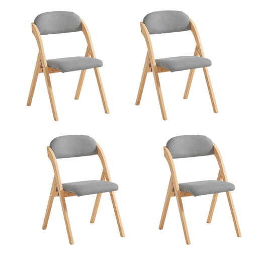 Conjunto de 4 cadeiras dobráveis de madeira com assento e encosto estofados 47 x 57 x 79 cm SoBuy FST92-Nx4