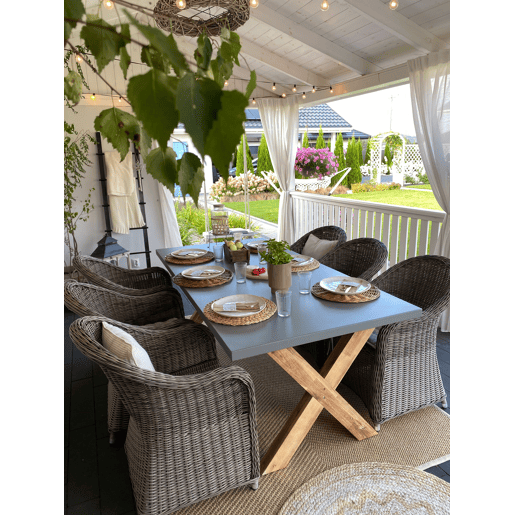 Mesa de refeição de jardim OLBIA 200 cm 100 cm Betão Cinzento