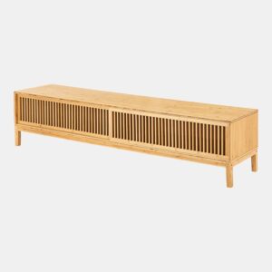Mesa de TV Videbæk com 2 portas de correr em bambu 160 x 40 x 38 cm - Cor natural en.casa.