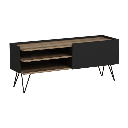 Dronninglund móvel moderno para televisão 2 prateleiras 50x124x37 cm pretoefeito madeira