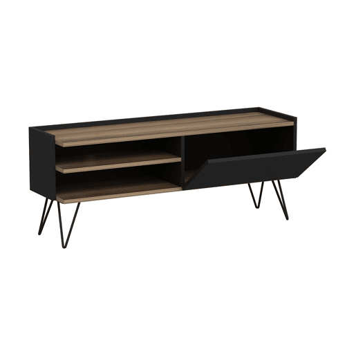 Dronninglund móvel moderno para televisão 2 prateleiras 50x124x37 cm pretoefeito madeira