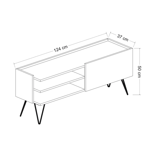 Dronninglund móvel moderno para televisão 2 prateleiras 50x124x37 cm pretoefeito madeira