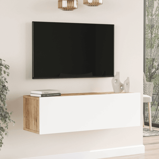 Suporte para TV de parede em carvalho rústico Lapinlahti Chipboard 100x32x30 cm en.casa.