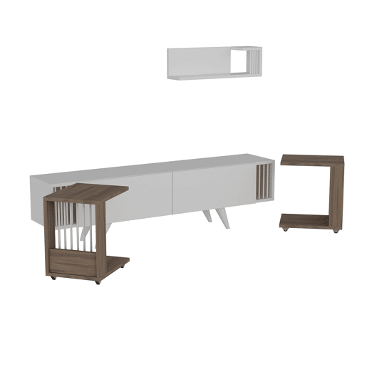 Conjunto de móveis para sala de estar Glostrup aglomerado 41 x 150 x 32 cm branco  carvalho en.casa.