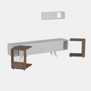Conjunto de móveis para sala de estar Glostrup aglomerado 41 x 150 x 32 cm branco  carvalho en.casa.