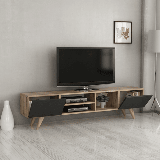 Armário TV Assens aglomerado 40 x 160 x 31 cm carvalho  preto en.casa.