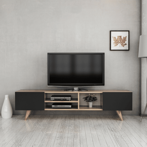 Armário TV Assens aglomerado 40 x 160 x 31 cm carvalho  preto en.casa.