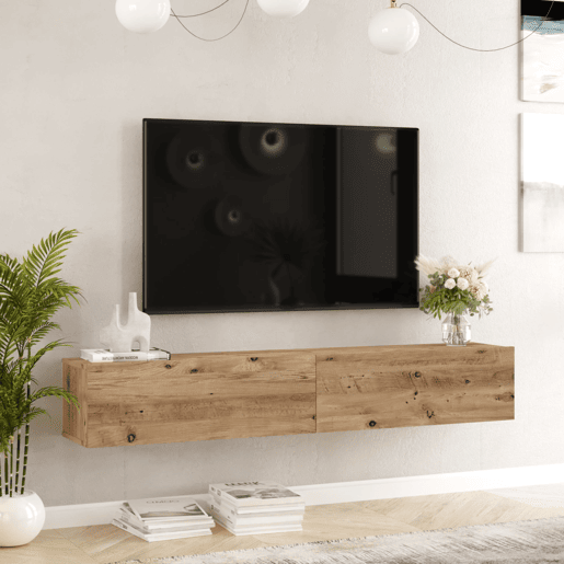 Móvel TV suspenso em aglomerado Lapinlahti 180x32x30 cm Carvalho Rústico en.casa.