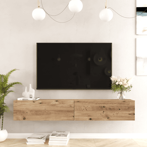 Móvel TV suspenso em aglomerado Lapinlahti 180x32x30 cm Carvalho Rústico en.casa.