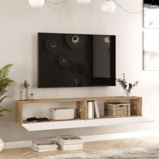 Móvel TV suspenso em aglomerado Lapinlahti 180x32x30 cm Carvalho Rústico en.casa.