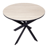 Mesa de jantar redonda, Modelo ZEN, 90x90x77cm, para 4 pessoas, Materiais resistentes, cor carvalho e preto, Pés metálicos em preto lacado mate