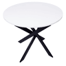 Mesa de jantar redonda, Modelo ZEN, 90x90x77cm, para 4 pessoas, Materiais resistentes, cor branco mate, Pés metálicos em preto lacado mate