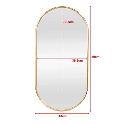Espelho de parede oval em alumínio Picciano 40x80 cm Dourado