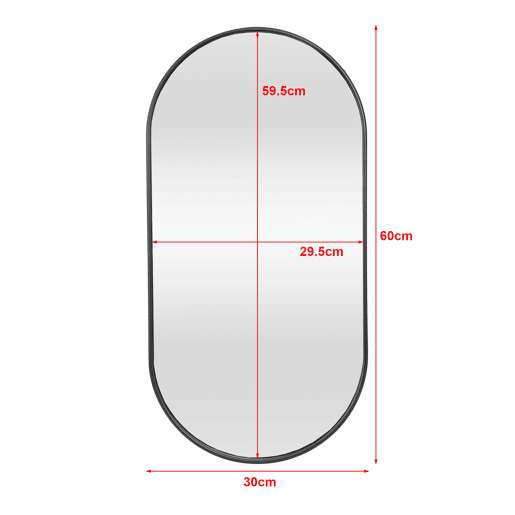Espelho de parede oval em alumÃnio Picciano 30x60 cm Preto Espelho de parede oval em alumÃnio Picciano 30x60 cm Preto