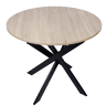 Mesa de jantar redonda, Modelo ZEN, 90x90x77cm, para 4 pessoas, Materiais resistentes, cor carvalho, Pés metálicos em preto lacado mate