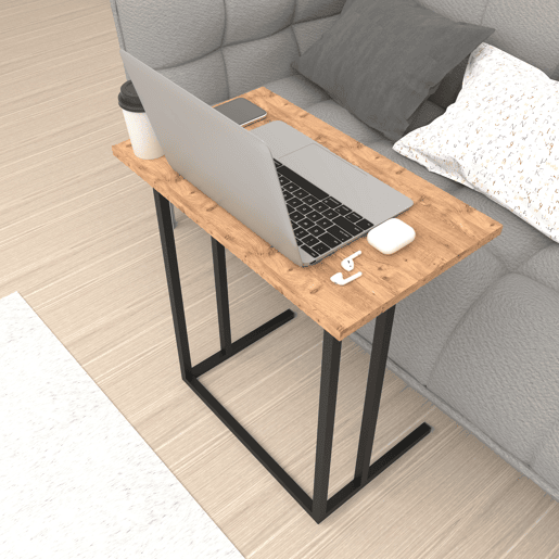 Secretária para computador portátil Högsby Chipboard 66 X 60 X 36 Cm em Carvalho en.casa.