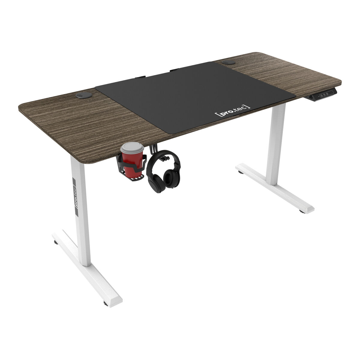 Escritorio ajustable en altura hayward 72 - 117 x 140 x 60 cm aglomerado/metal madera tono oscuro [pro.tec]