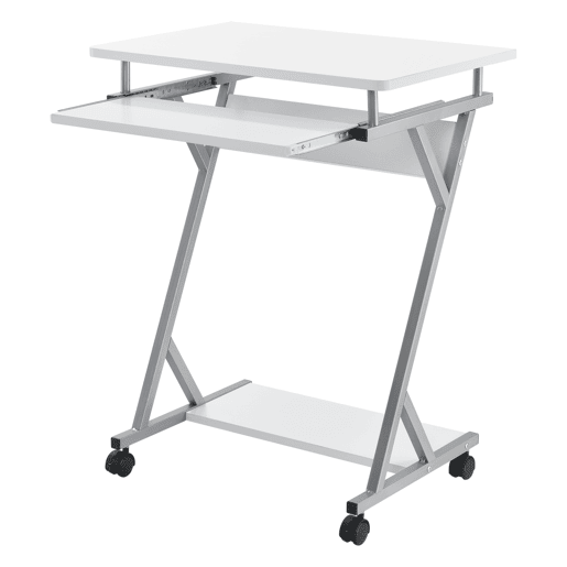 Secretária para computador Gent com tabuleiro para teclado extensível em aço 60 x 40 x 75 - Branco en.casa.