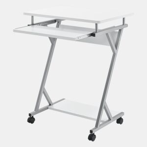 Secretária para computador Gent com tabuleiro para teclado extensível em aço 60 x 40 x 75 - Branco en.casa.