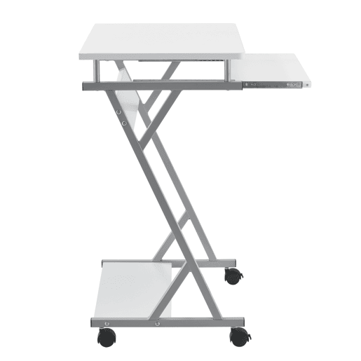 Secretária para computador Gent com tabuleiro para teclado extensível em aço 60 x 40 x 75 - Branco en.casa.