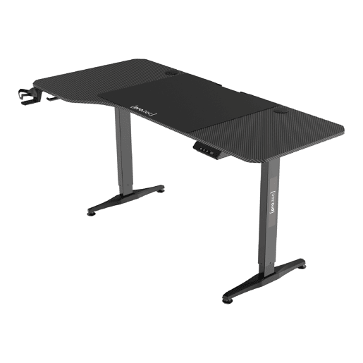 Secretária Oxnard em forma de L com altura ajustável 73 - 118 cm - Preto pro.tec