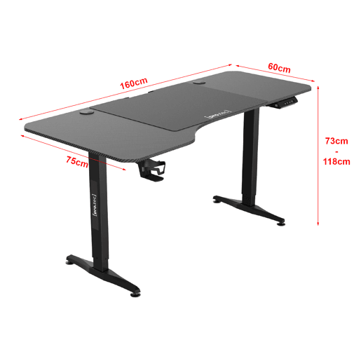 Secretária Oxnard em forma de L com altura ajustável 73 - 118 cm - Preto pro.tec