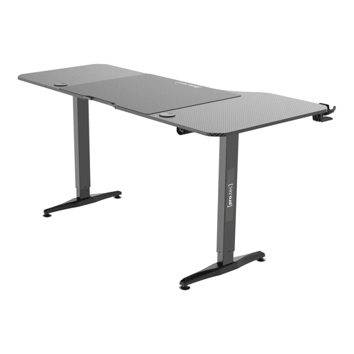 Secretária Oxnard em forma de L com altura ajustável 73 - 118 cm - Preto pro.tec