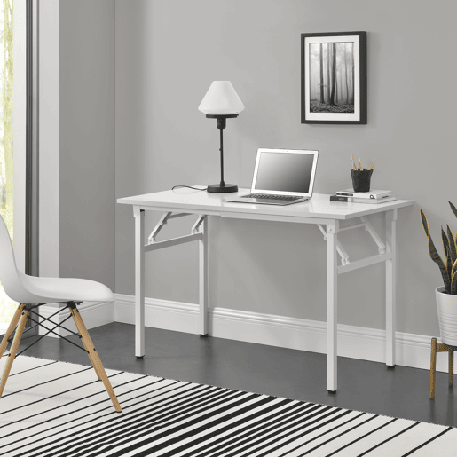 Secretária dobrável ajustável em altura aglomerado 75 - 76,4 cm aglomerado metal 120 x 60 cm - Branco neu.haus neu.haus