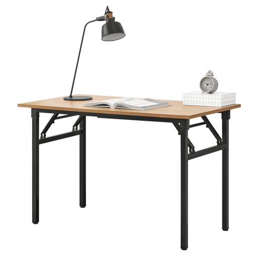 Secretária dobrável ajustável em altura aglomerado de madeira 75 - 76,4 cm aglomerado de metal 120 x 60 cm - Cor FaiaPreto neu.haus.